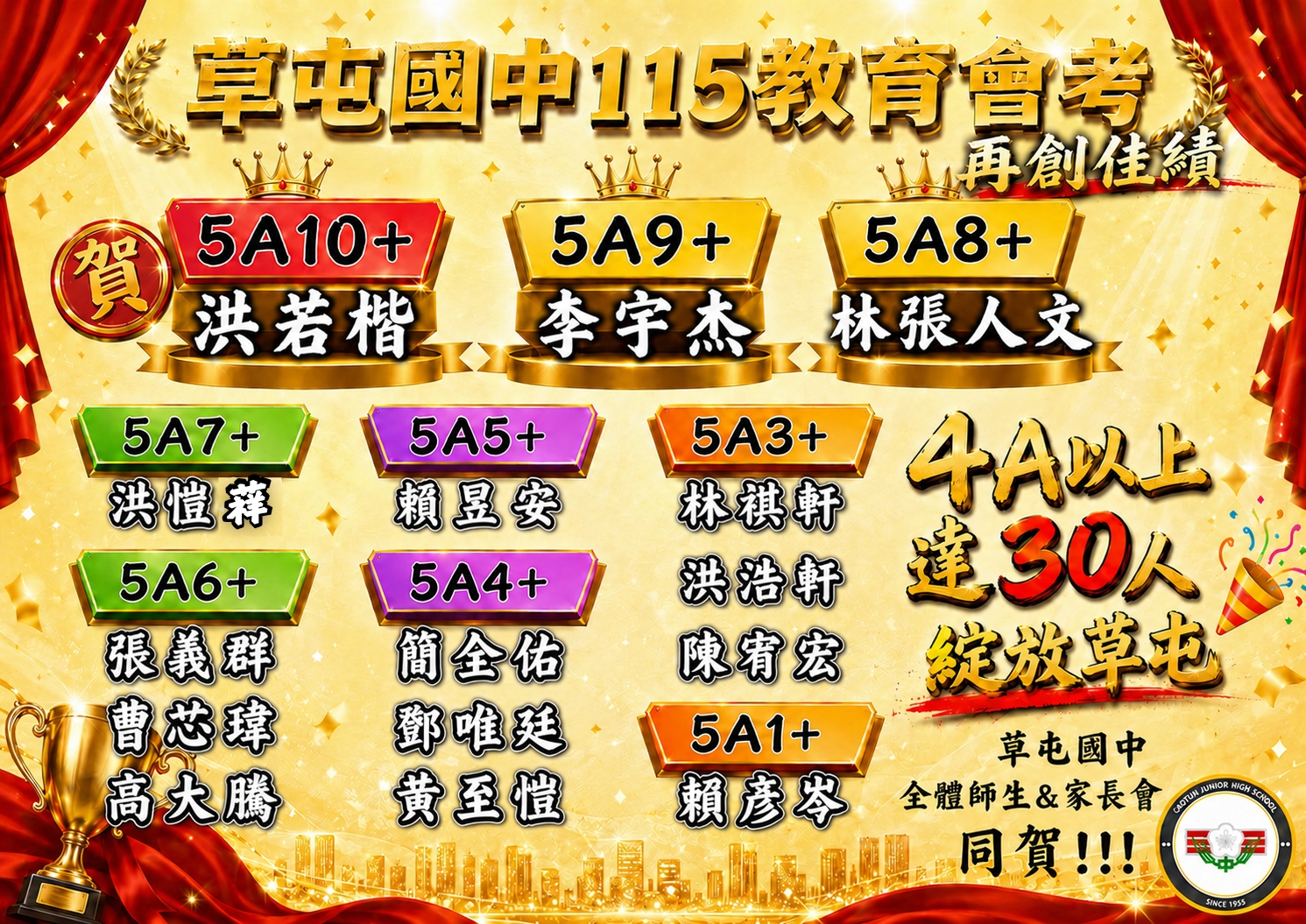 115年度會考成績綻放草屯